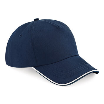 Beechfield  Authentic 5 Panel Cap - Piped Peak French Navy/White