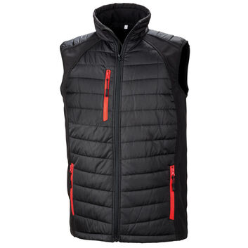 Result Genuine Recycled Black Compass Pad Softshell Gilet Black/Red