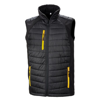 Result Genuine Recycled Black Compass Pad Softshell Gilet Black/Yellow