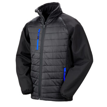 Result Genuine Recycled Black Compass Padded Softshell Jacket Black/Royal
