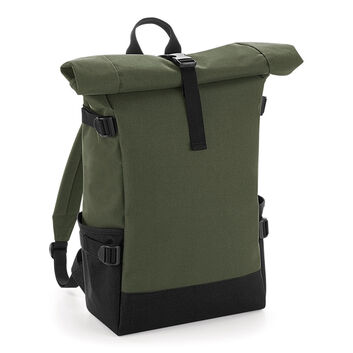 Bagbase Block Roll-Top Backpack Olive/Black