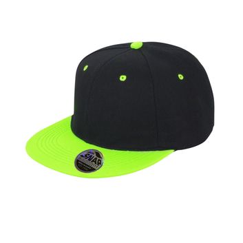 Result Core Bronx Original Flat Peak Snap Back Dual Colour Cap Black/Lime Green