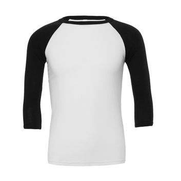Bella Canvas Unisex 3/4 Sleeve Baseball Tee White/Black