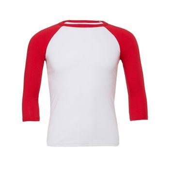 Bella Canvas Unisex 3/4 Sleeve Baseball Tee White/Red