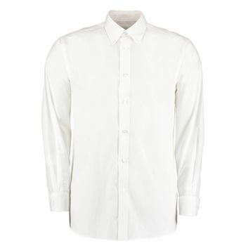 Kustom Kit Classic Fit Long LSeeve Workforce Shirt White