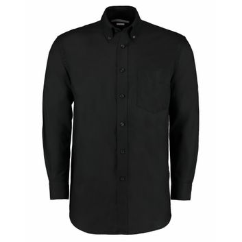 Kustom Kit Classic Fit Long Sleeve Workwear Oxford Shirt Black