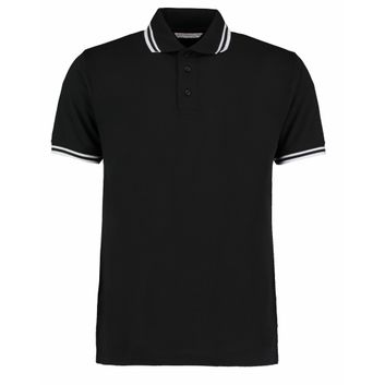 Kustom Kit Classic Fit Tipped Collar Polo Black/White