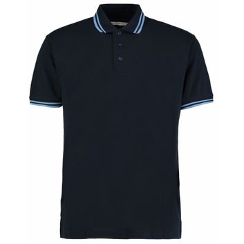 Kustom Kit Classic Fit Tipped Collar Polo Navy/Light Blue