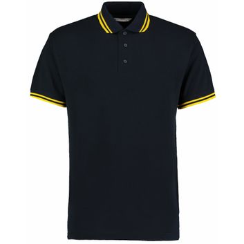 Kustom Kit Classic Fit Tipped Collar Polo Navy/Yellow