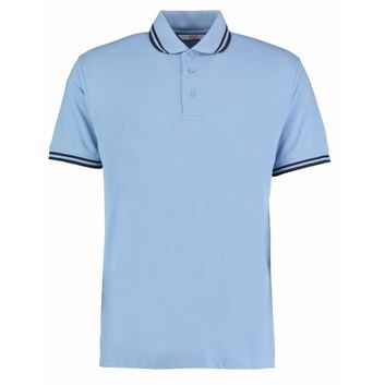 Kustom Kit Classic Fit Tipped Collar Polo Light Blue/Navy