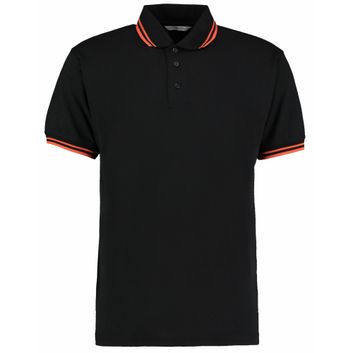 Kustom Kit Classic Fit Tipped Collar Polo Black/Orange