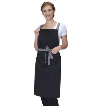 Dennys Cross Back Bib Apron_x000D_ Black