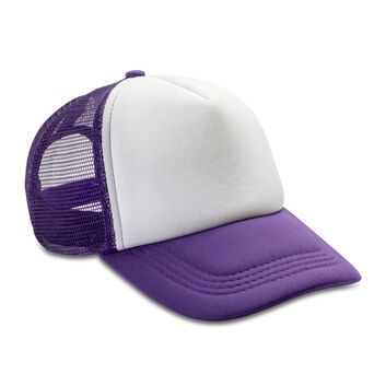 Result Headwear Detroit 1/2 Mesh Truckers Cap Purple/White