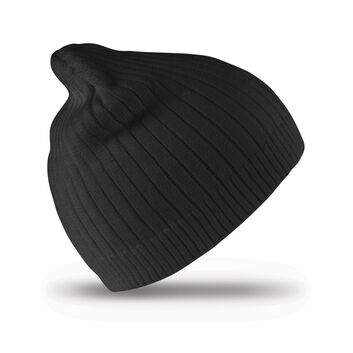 Result Winter Essentials Double Knit Cotton Beanie Hat Black