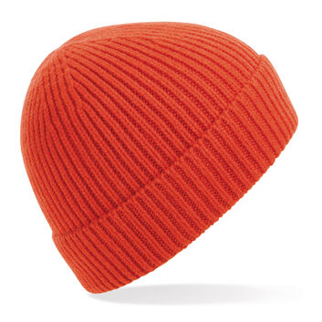Beechfield  Engineered Knit Ribbed Beanie Fire Red