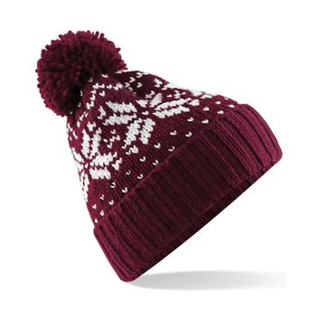 Beechfield  Fair Isle Snowstar® Beanie Burgundy/White