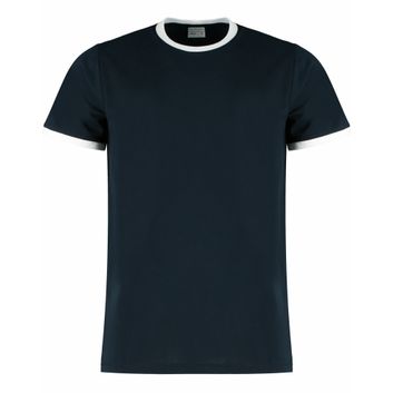 Kustom Kit Fashion Fit Ringer Tee Navy/White