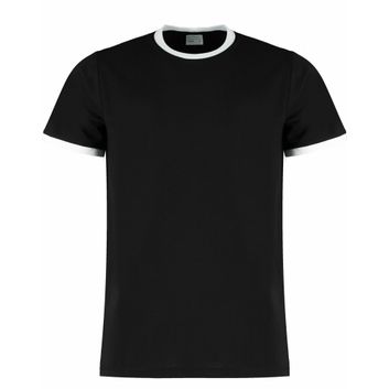 Kustom Kit Fashion Fit Ringer Tee Black/White