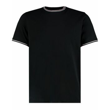 Kustom Kit Fashion Fit Tipped Tee Black/White/Grey