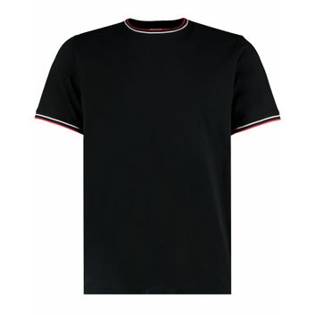 Kustom Kit Fashion Fit Tipped Tee Black/White/Red