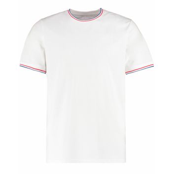 Kustom Kit Fashion Fit Tipped Tee White/ Red/ Royal