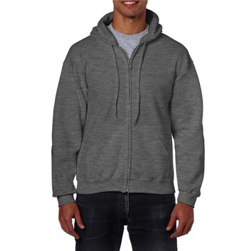 Gildan Heavy Blend Adult Full Zip Hooded Sweatshirt Dark Heather