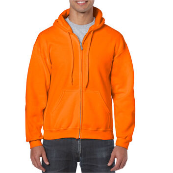Gildan Heavy Blend Adult Full Zip Hooded Sweatshirt Safety Orange