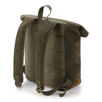 Quadra Heritage Waxed Canvas Backpack Olive Green
