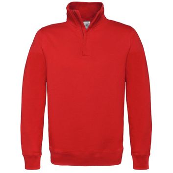 B&amp;C ID.004 Cotton Rich 1/4 Zip Sweat Red