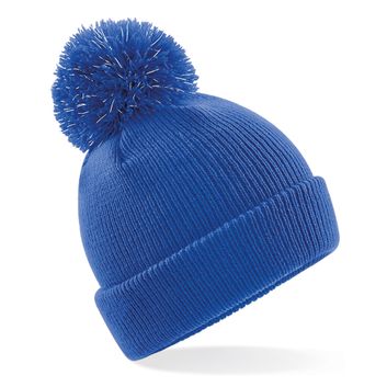 Beechfield  Junior Reflective Bobble Beanie Bright Royal