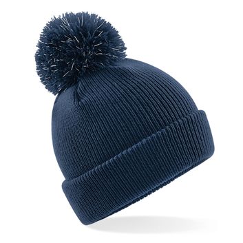 Beechfield  Junior Reflective Bobble Beanie French Navy