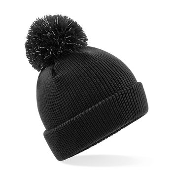 Beechfield  Junior Reflective Bobble Beanie Black