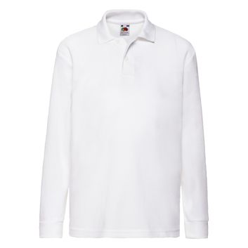 Fruit Of The Loom Kid's 65/35 L/Sleeve Polo White