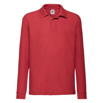 Fruit Of The Loom Kid's 65/35 L/Sleeve Polo Red