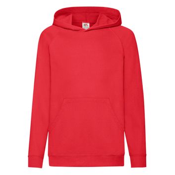 Fruit Of The Loom Kid's Lightweight Hooded Sweat Red