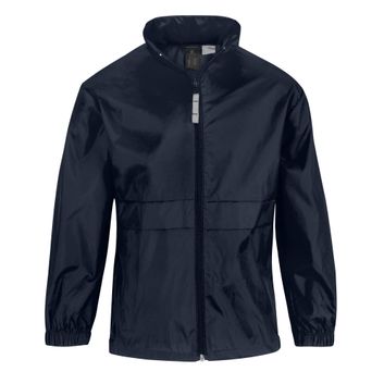B&amp;C Kid's Sirocco Windcheater Jacket Navy Blue