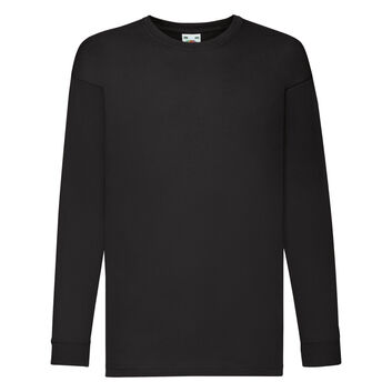 Fruit Of The Loom Kid's Valueweight Long Sleeve T-Shirt Black