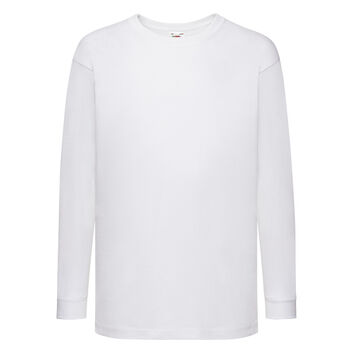 Fruit Of The Loom Kid's Valueweight Long Sleeve T-Shirt White