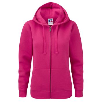 Russell Ladies' Authentic Zipped Hood Fuchsia