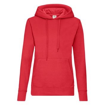 Fruit Of The Loom Ladies' Classic Hooded Sweat Red