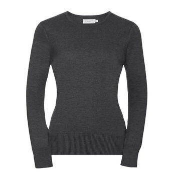 Russell Collection Ladies' Crew Neck Knitted Pullover Charcoal Marl