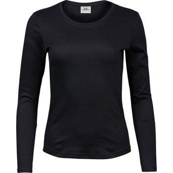 Tee Jays Ladies' Long Sleeve Interlock Tee Black