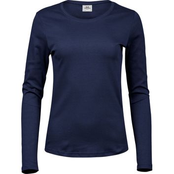Tee Jays Ladies' Long Sleeve Interlock Tee Navy Blue