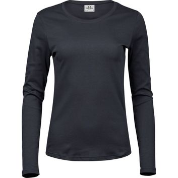 Tee Jays Ladies' Long Sleeve Interlock Tee Dark Grey