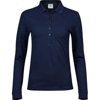 Tee Jays Ladies' Luxury Stretch Long Sleeve Polo Navy Blue