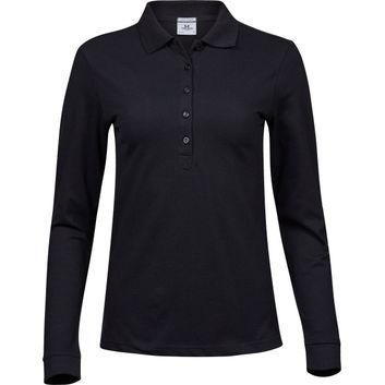 Tee Jays Ladies' Luxury Stretch Long Sleeve Polo Black