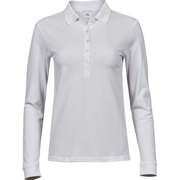 Tee Jays Ladies' Luxury Stretch Long Sleeve Polo White