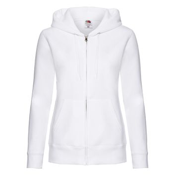 Fruit Of The Loom Ladies' Premium Hooded Sweat Jacket White