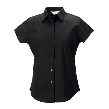 Russell Collection Ladies' Short Sleeve Easy Care Fitted Shirt Black