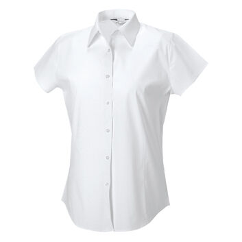 Russell Collection Ladies' Short Sleeve Easy Care Fitted Shirt White